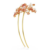 Gema hair clip, Crystal pearl, Mixed cuts, Flower, Pink, Gold-tone plated
